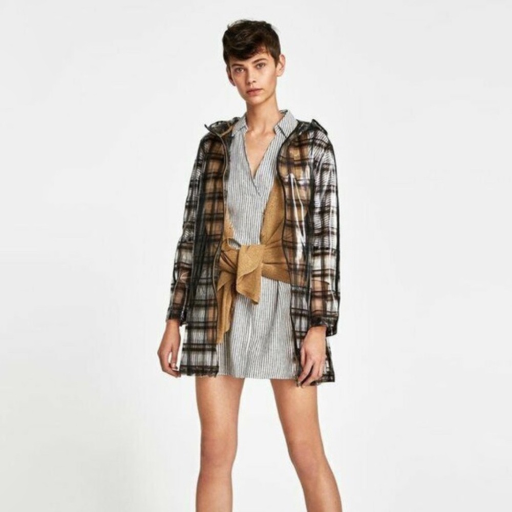 Zara Plaid Waterproof Rain Parka